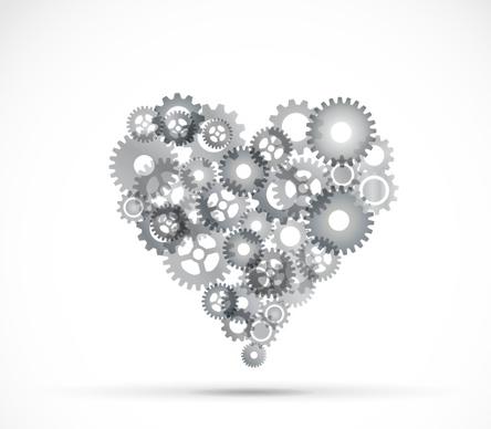 abstract gear heart vector background
