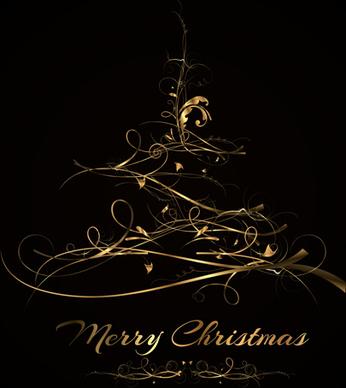 abstract golden christmas tree background vector