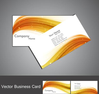 abstract golden colorful stylish wave business card set design