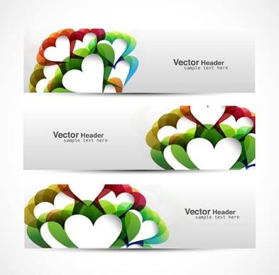 decorative banner templates colorful modern hearts shapes