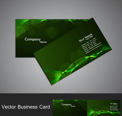 abstract green bright colorful line wave professional business card vector
