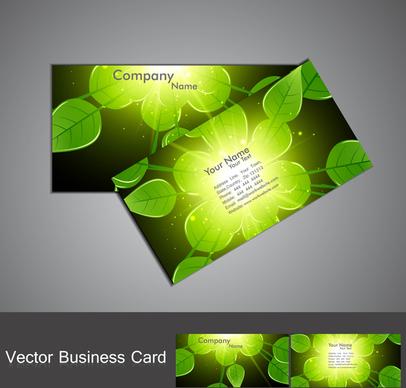 abstract green lives shiny colorful stylish business card set vector