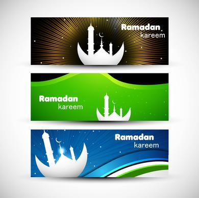 abstract header ramadan kareem bright colorful wave vector design