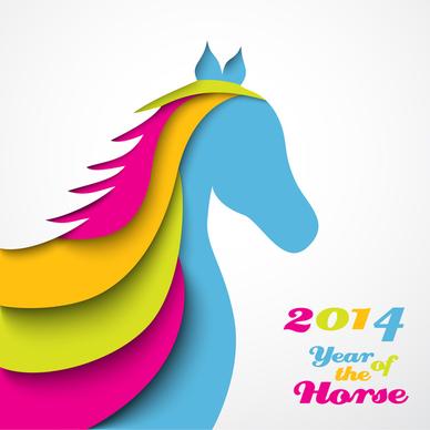 abstract horse14 new year background vector