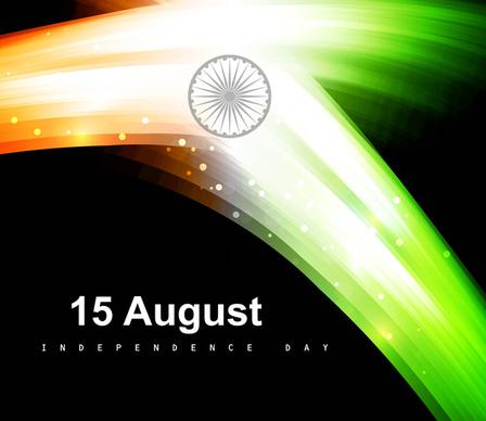 abstract indian flag black bright tricolor wave vector holiday illustration