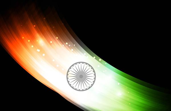 abstract indian shiny flag black tricolor wave