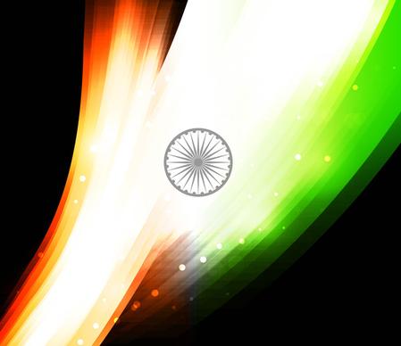 abstract indian shiny flag black tricolor wave design