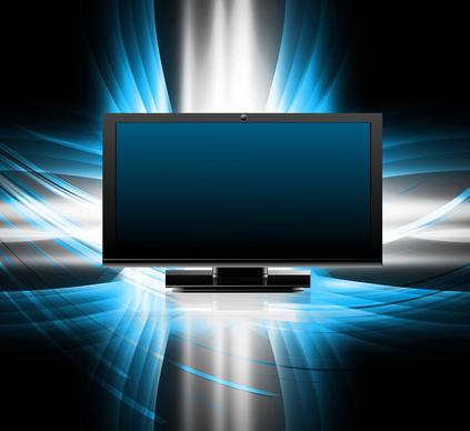 abstract led tv blank screen realistic reflection bright colorful vector illustration