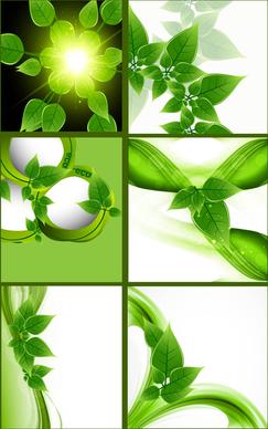 abstract natural eco green lives shiny collection design vector