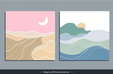 abstract nature scenery backdrop templates flat wave mountain curves