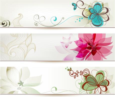 abstract of colorful flowers banners vector