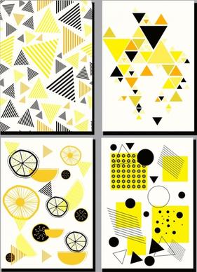abstract painting sets yellow decor geometric design