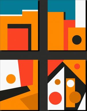 abstract paintings orange theme colorful geometric decor