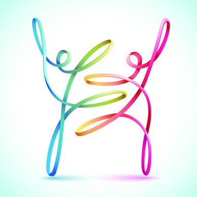 abstract ribbon people colored vector