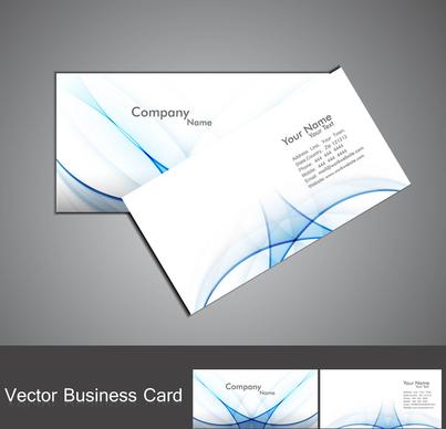 abstract shiny blue colorful wave business card set background illustration
