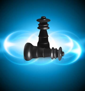 abstract shiny chess crown reflection object blue colorful vector background