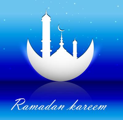 abstract shiny colorful blue ramadan kareem vector