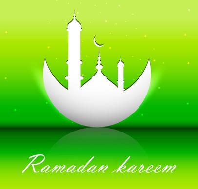 abstract shiny colorful green ramadan kareem vector design