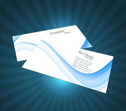 abstract stylish bright blue business card wave design