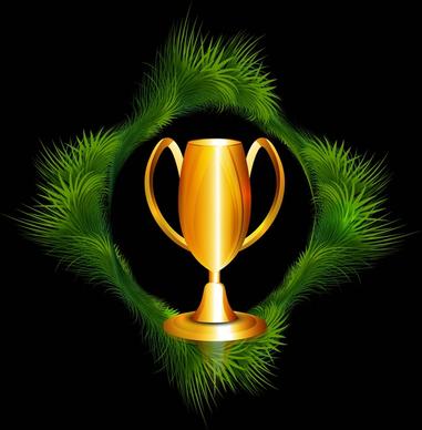abstract trophy grass frame colorful vector design