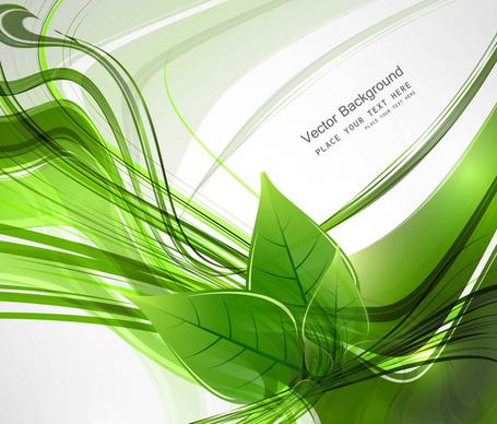 abstract vector natural eco green lives line wave illustration