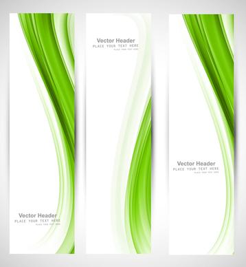 abstract vertical header green wave vector design