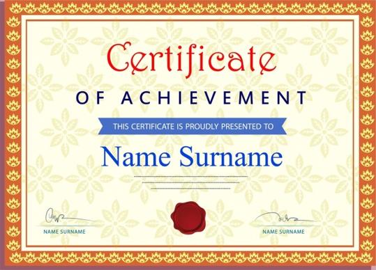 achievement certificate template classical style design