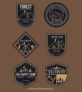 adventure badge templates elegant dark shapes nature sketch