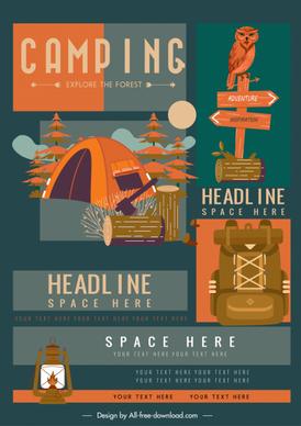 adventure camping advertising banner colorful classic decor
