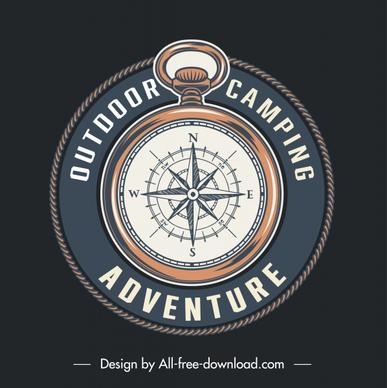 adventure camping logotype circle compass sketch elegant classic
