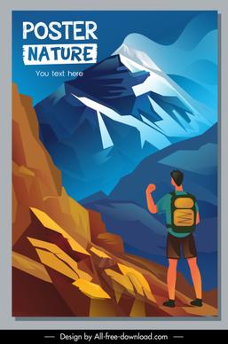 adventure travel poster mountain climbing sketch