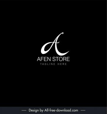 afen store logo template dark contrast black white stylized text outline 