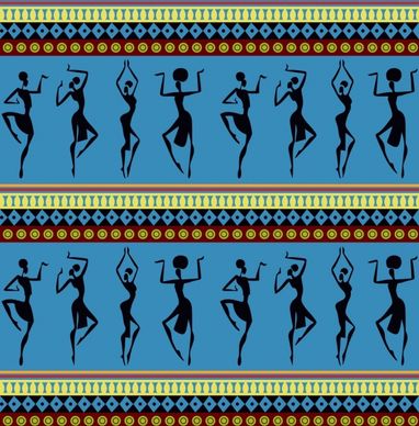 africa background dancing human silhouette repeating style