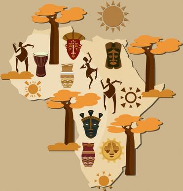 africa background map national symbols decor