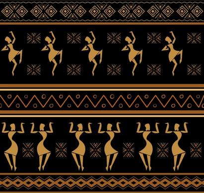 africa pattern human dancing decor classical symmetric design
