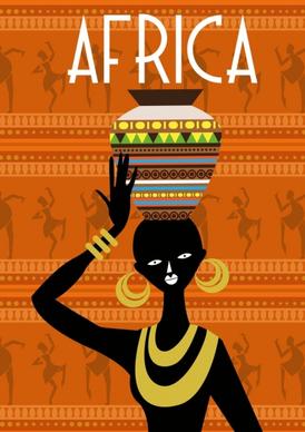 africa repeating background design tribal black woman icon