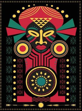 africa symbol drawing tribal human icon dark multicolor