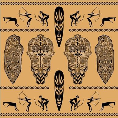african ethnic background decoration 02 vector