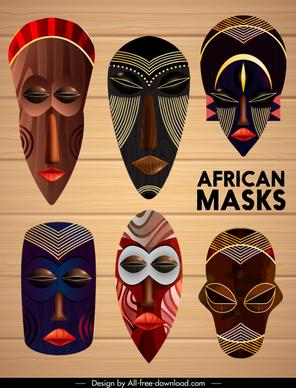 african masks templates colorful scary faces sketch