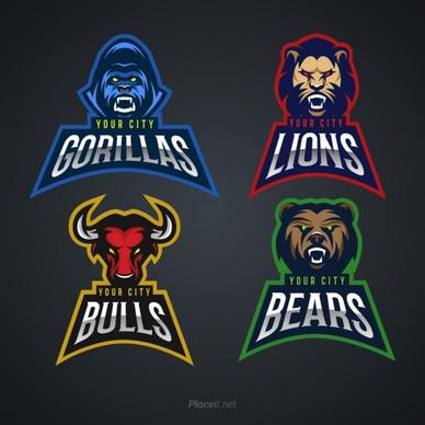 aggressive animals sports logo vectors
