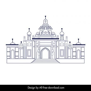 ahmedabad building architecture template black white flat symmetric outline  