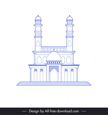 ahmedabad india buildings architecture icon flat blue white symmetric outline  