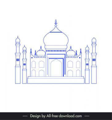 ahmedabad india buildings architecture template blue white symmetric outline