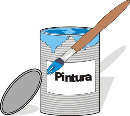 Aidiagre Paint Tin Can And Brush clip art