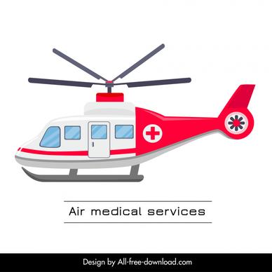 air medical service  emergency helicopter icon modern flat sketch