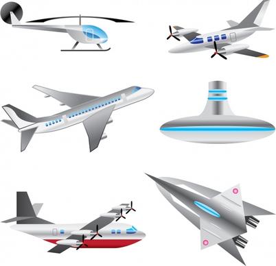transportation icons modern aircraft submarine jet helicopter types