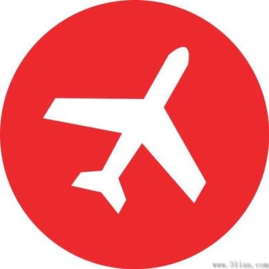 airplane icon vector red background