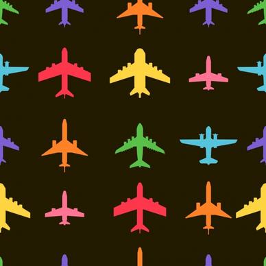 airplane icons collection colorful silhouette design