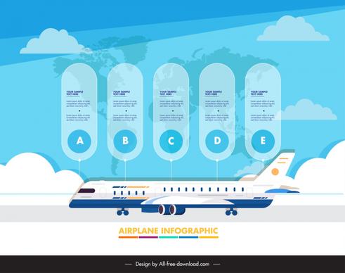 airplane infographic template plane sky cloud decor
