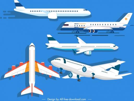 airplane models icons modern design